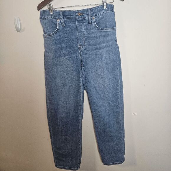 Madewell Pull on Jeans in Keafe Wash Relaxed Fit High Rise Jeans